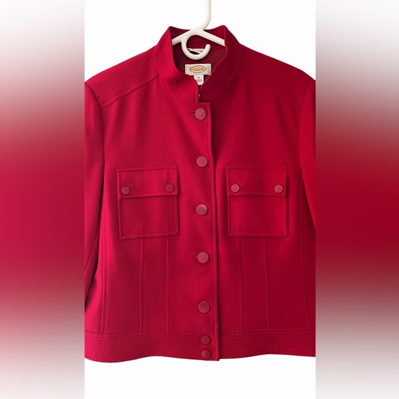Talbots Red Wool Blazer - Size 14 Lined with 2 Pockets - Picture 2 of 16
